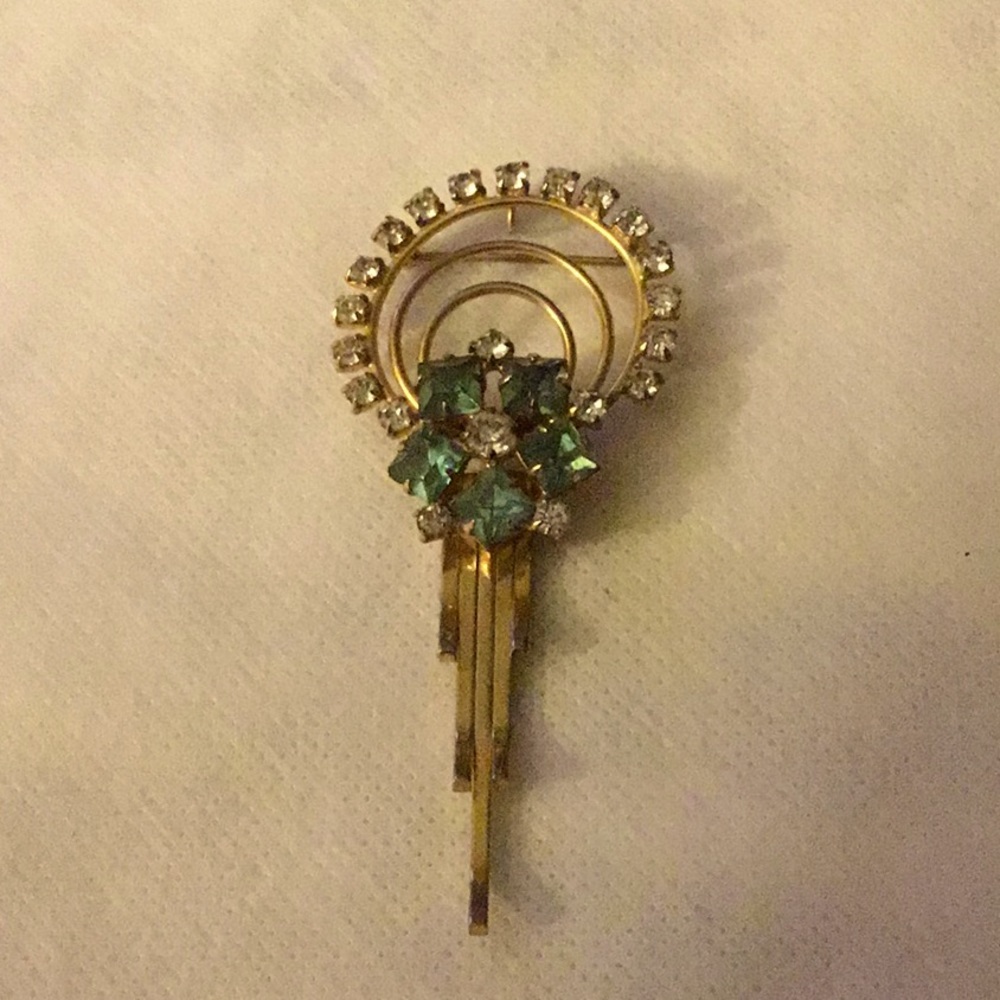 Vintage Art Deco Style Rhinestone Brooch and Pendant.